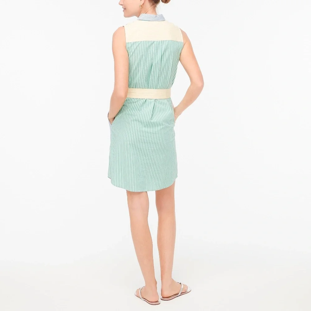 J. Crew Factory Sleeveless Striped Shirt Dress in Pastel Blue, Pink & Yellow - Picture 3 of 5